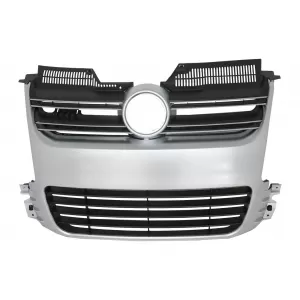 image-9-Kühlergrill für VW Golf 5 V 2003-2007 R32 Design Gitter Gebürstetes Aluminium