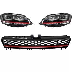 image-51-3D LED DRL fényszóró VW Golf 7 VII (2012-2017) RED R20 GTI verzió, dinamikus LED irányjelzővel, R-Line hűtőráccsal, balkormányos