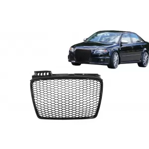 Badgeless Front Grille suitable for Audi A4 B7 (2004-2008) RS4 Piano Black