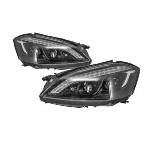 image-54-HID Xenon fényszórók LED DRL Mercedes Benz W221 S-osztály (2005-2009) W222 Look fekete