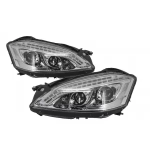 image-55-HID Xenon fényszórók LED DRL Mercedes W221 S-osztály (2005-2009) W222 Look króm