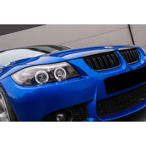 Front Kidney Grilles suitable for BMW 3 Series E90 E91 Pre-LCI (2005-2008) Double Stripe M Design Piano Black