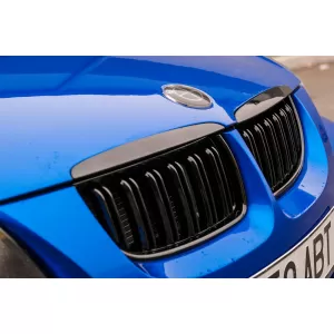 Front Kidney Grilles suitable for BMW 3 Series E90 E91 Pre-LCI (2005-2008) Double Stripe M Design Piano Black