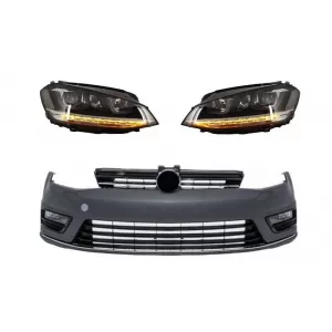 image-60-Első lökhárító VW Golf VII 7 (2013-2017) Rline Dizájn, LED 3D nappali menetfényes fényszóró, irányjelzővel, ezüst