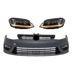 image-61-Első lökhárító VW Golf VII 7 (2013-2017) Rline Dizájn, LED 3D nappali menetfényes fényszóró, irányjelzővel, ezüst