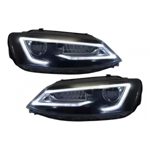 Фарове LED DRL , подходящи за VW Jetta Mk6 VI (2011-2017) Bi-Xenon Дизайн Динамичен Flowing Signals Demon Look-image-6020974