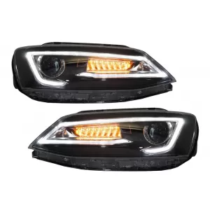 Фарове LED DRL , подходящи за VW Jetta Mk6 VI (2011-2017) Bi-Xenon Дизайн Динамичен Flowing Signals Demon Look-image-6020977