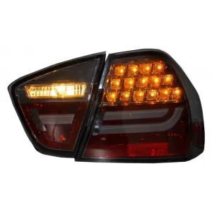 Stopuri LED compatibil cu BMW E90 Seria 3 Limuzina (2005-2008) Fumuriu-image-6019247