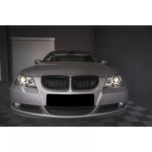 Angel Eyes Headlights suitable for BMW 3 Series E90 Sedan E91 Touring (03.2005-2011) Black