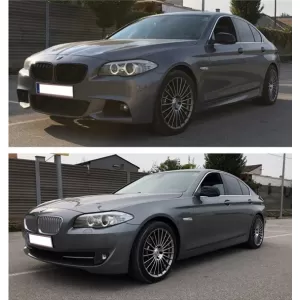 Első lökhárító BMW F10 F11 5 (2011-től) M-Technik Dizájn, M Dizájn dupla csíkos vese hűtőráccsal, zongorafekete-image-6019318