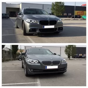 Első lökhárító BMW F10 F11 5 (2011-től) M-Technik Dizájn, M Dizájn dupla csíkos vese hűtőráccsal, zongorafekete-image-6019319
