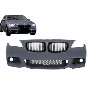 Első lökhárító BMW F10 F11 5 (2011-től) M-Technik Dizájn, M Dizájn dupla csíkos vese hűtőráccsal, zongorafekete-image-6126513