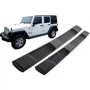 Running Boards Side Steps suitable for Jeep Wrangler Rubicon JK (2007-2017) 4 Doors Retro Design