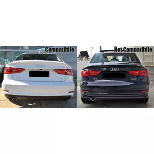Rear Bumper Valance Diffuser with Exhaust Muffler Tips suitable for Audi A3 8V Sedan Cabrio (2012-2015) RS3 Design