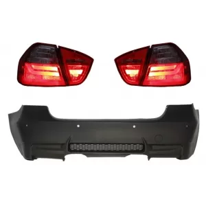 image-74-M3 Dizájn hátsó lökhárító PDC támogatással, LED piros/füst hátsó lámpákkal, BMW 3 E90 2005-2008