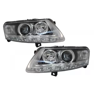 image-18-Xenon Scheinwerfer LED Tagfahrlicht für Audi A6 C6 4F 04.04-08 Chrom Ohne AFS