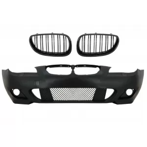 image-75-Első lökhárító zongoralakk fekete hűtőráccsal, BMW 5 E60 / E61 2003-2009, M-Technik Dizájn, ködlámpa nélkül
