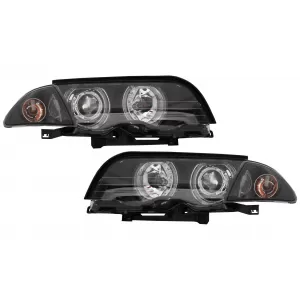 image-47-Prednja svijetla LED Angel Eyes prikladna za BMW E46 Limuzina Touring (1998-2001) Crna
