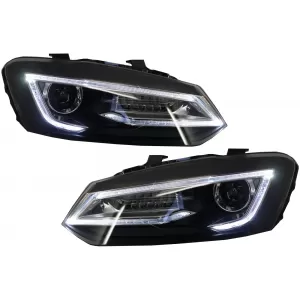 Headlights LED XENON HID suitable for VW Polo 6R 6C 61 (2011-2017) Light Bar Devil Eye Look
