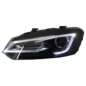 Headlights LED XENON HID suitable for VW Polo 6R 6C 61 (2011-2017) Light Bar Devil Eye Look