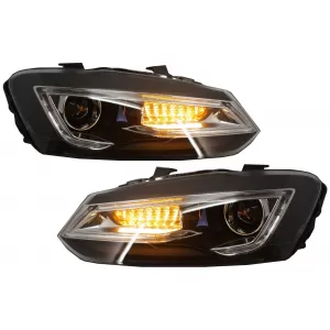 Headlights LED XENON HID suitable for VW Polo 6R 6C 61 (2011-2017) Light Bar Devil Eye Look