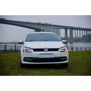 Headlights LED XENON HID suitable for VW Polo 6R 6C 61 (2011-2017) Light Bar Devil Eye Look