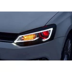 Headlights LED XENON HID suitable for VW Polo 6R 6C 61 (2011-2017) Light Bar Devil Eye Look