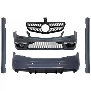 image-66-Body Kit prikladan za Mercedes C-klasu W204 C204 Facelift C63 Dizjan s prednjom maskom Sport Black Glossy