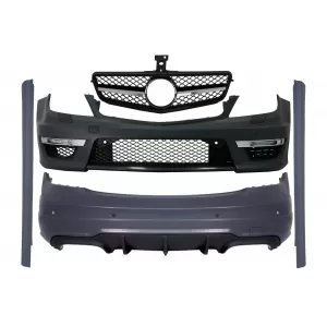 image-18-C63 Dizájn Body Kit MERCEDES C-osztály W204 C204 facelift modellekhez, zongoralakk fekete sport hűtőráccsal