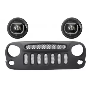 image-3-Specter maszk, középső hűtőrács HID bi-xenon fényszórókkal JEEP Wrangler / Rubicon JK (2007-2017) modellekhez, Angry Bird dizájn