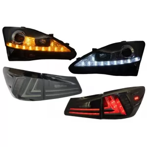 image-16-LED nappali menetfényes fényszórók futófényes irányjelzővel és füst színű teljes LED hátsó lámpák LEXUS IS XE20 (2006-2013) modellekhez, Facelift XE30 Dizájn