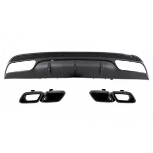 Bara Fata cu Difuzor Bara Spate cu Ornamente Evacuare Sport Editie Neagra compatibil cu Mercedes C-Class W205 S205 (2014-2020) C63 Design-image-6026853