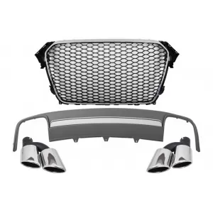 image-60-Hűtőrács, hátsó lökhárító diffúzor és kipufogóvégek AUDI A4 B8 Facelift (2012-2015) Limousine / Avant modellekhez, RS Dizájn