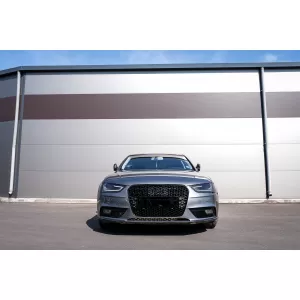 Audi A4 B8 Facelift (2012-2015) RS Design méhsejt mintás hűtőrács, embléma nélküli, zongoralakk fekete, PDC-vel-image-6079510