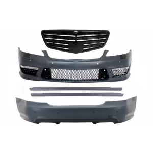 image-74-Body Kit MERCEDES Benz W221 2005-2011, AMG Dizájn, zongorafekete hűtőráccsal és küszöb spoilerrel