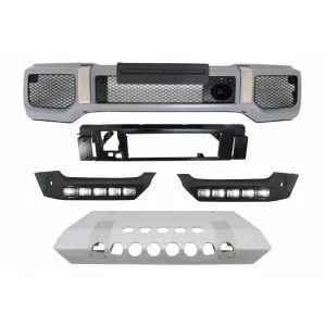 image-21-Első lökhárító alsó védőlemezzel és LED nappali menetfényes spoilerrel MERCEDES G-osztály W463 (1989-2017) modellekhez, 4X4 Dizájn