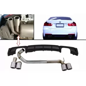 image-32-Hátsó lökhárító diffúzor dupla kipufogóvéges kipufogórendszerrel, M3 M Performance Dizájn, BMW 3 F30 F31 2011+ Limo Touring modellekhez