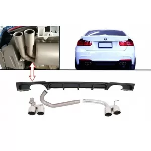image-33-Hátsó lökhárító diffúzor dupla kipufogóvéges kipufogórendszerrel, M3 M Performance Dizájn, BMW 3 F30 F31 2011+ Limo Touring modellekhez