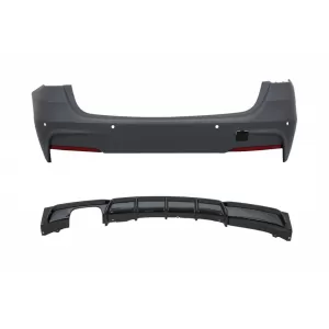 image-61-Hátsó lökhárító M-Technik Dizájn zongoralakk fekete diffúzorral, bal oldali dupla kipufogónyílással BMW 3 F31 2011+