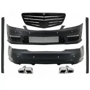 image-31-Body Kit MERCEDES Benz W221 2005-2011, AMG Dizájn, zongorafekete hűtőráccsal és kipufogóvégekkel