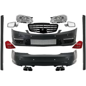 image-34-Komplett Body Kit zongoralakk fekete hűtőráccsal és komplett visszapillantó tükörrel Mercedes-Benz S-osztály W221 2005-2009 (hosszú tengelytávú) modellekhez, Facelift AMG Dizájn