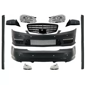image-35-Komplett Body Kit zongoralakk fekete hűtőráccsal és komplett visszapillantó tükörrel Mercedes-Benz S-osztály W221 2005-2009 (hosszú tengelytávú) modellekhez, Facelift AMG Dizájn