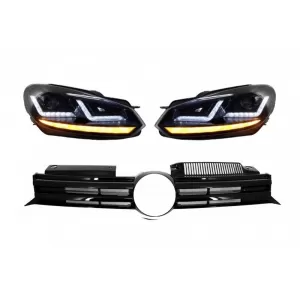 image-60-Kühlergrill für VW Golf VI 08-12 Scheinwerfer LED Dynamic Sequential R20 Look