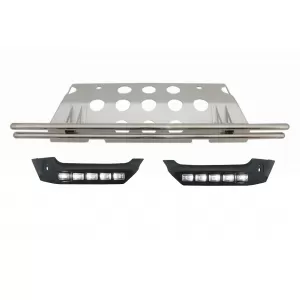 image-77-Első lökhárító spoiler LED nappali menetfénnyel és hátsó alsó védőlemezzel MERCEDES Benz W463 G-osztály 89-17 modellekhez