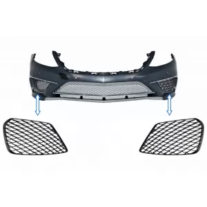 image-64-Seitliche Stoßstangengitter für Mercedes S W222 S63 Look Glänzend schwarz