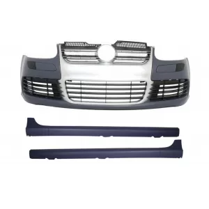 image-13-Első lökhárító és küszöb spoiler VW Golf V 5 (2003-2007), R32 dizájn, alumínium hatású hűtőrács