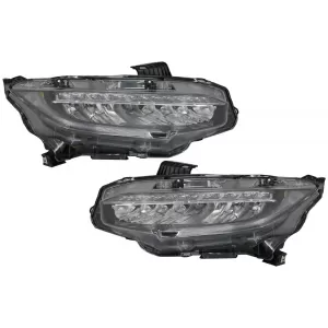 Headlights Full LED suitable for Honda Civic Mk10 FC/FK (2016-Up) Sedan & Hatchback with Sequential Dynamic Turning Lights