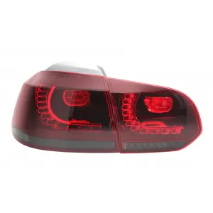 Taillights Full LED suitable for VW Golf 6 VI (2008-2013) R20 Design Red Cherry with Sequential Dynamic Turning Lights (LHD and RHD)