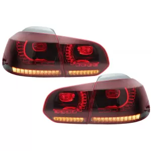 Taillights Full LED suitable for VW Golf 6 VI (2008-2013) R20 Design Red Cherry with Sequential Dynamic Turning Lights (LHD and RHD)