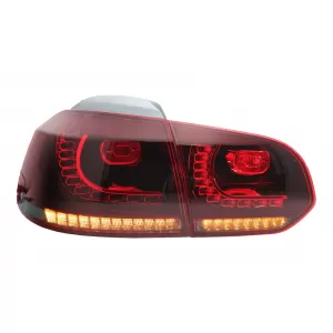 Taillights Full LED suitable for VW Golf 6 VI (2008-2013) R20 Design Red Cherry with Sequential Dynamic Turning Lights (LHD and RHD)
